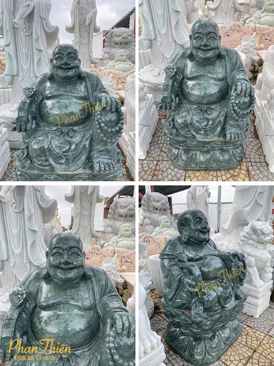 Phật Di Lặc Ngồi Đài Sen Đá Xanh Ấn Độ (DL-27)