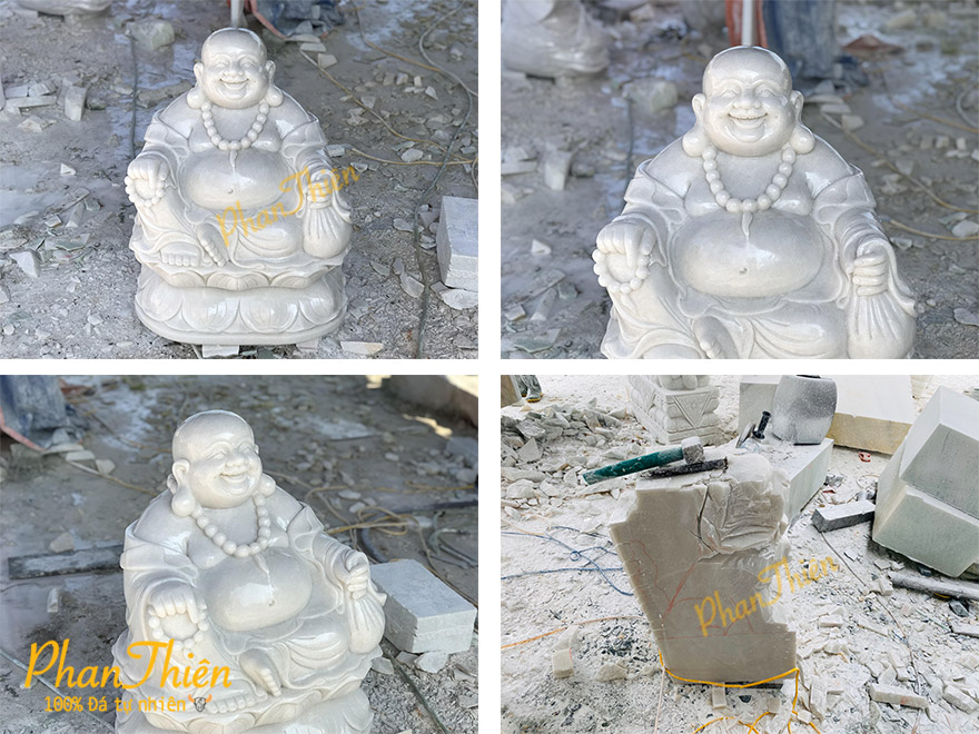 Tượng Phật Di Lặc bằng đá Non Nước Ngồi Đế Sen (DL-20)