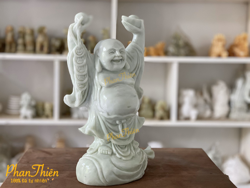 Tượng Phật Di Lặc bằng Đá Cẩm Thạch Xanh (DL-04)