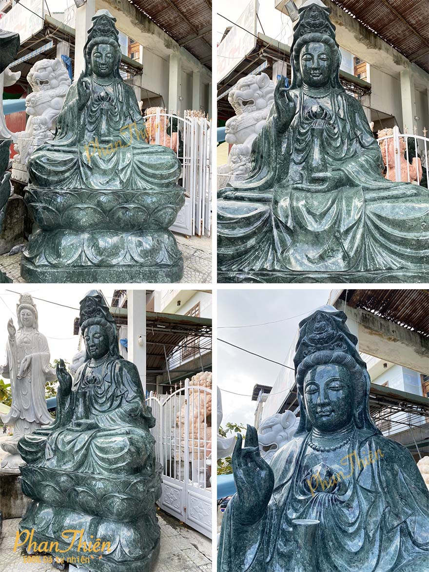 Tượng Phật Quan Âm Đá Xanh Ấn Độ (QA-16)