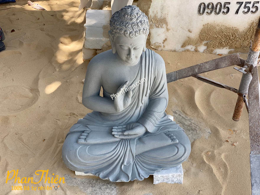 Tượng Phật Thích Ca Ngồi Không Đế Đá Sa Thạch