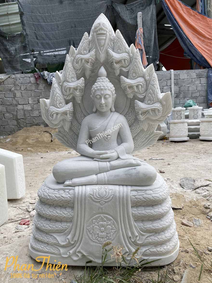 Tượng Phật Thích Ca Ngồi Kiểu Thái Đá Trắng (TC-28)