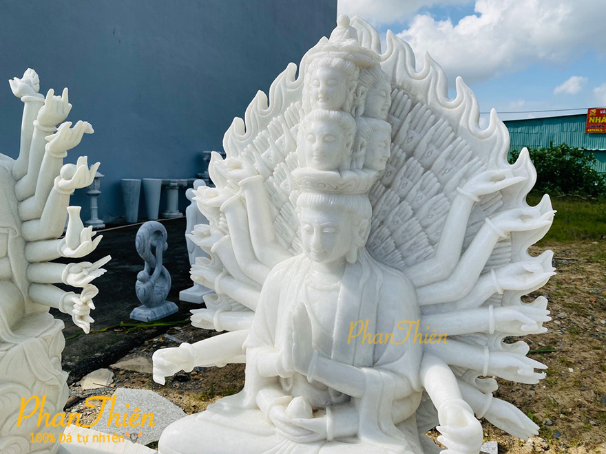 Tượng Phật Thiên Thủ Thiên Nhãn Đá Cẩm Thạch Trắng (TN-01)