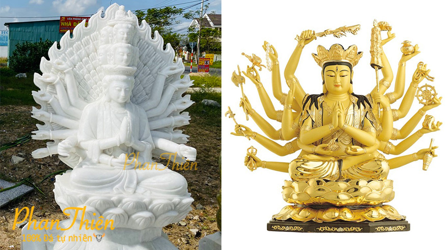 Tượng Phật Thiên Thủ Thiên Nhãn bằng Đá Tự Nhiên và Nguyên Khối 