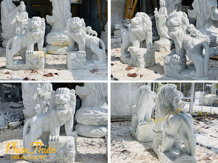 Tượng Sư Tử Đá Cẩm Thạch Trắng (ST-09)