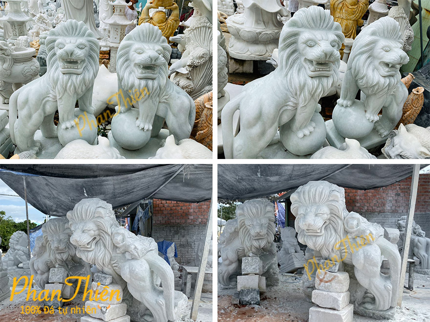 Sư Tử Đá Cẩm Thạch Xanh Nhạt (ST-07)