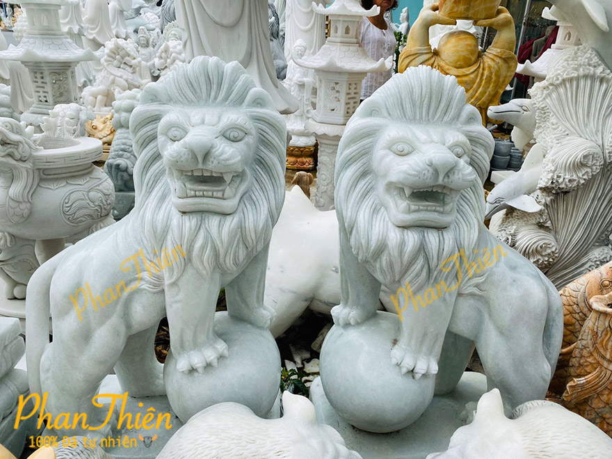 Sư Tử Đá Cẩm Thạch Xanh Nhạt (ST-07)