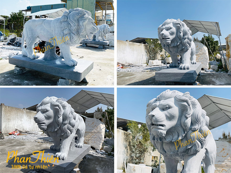 Tượng Sư Tử Đá Cẩm Thạch Trắng (ST-10)