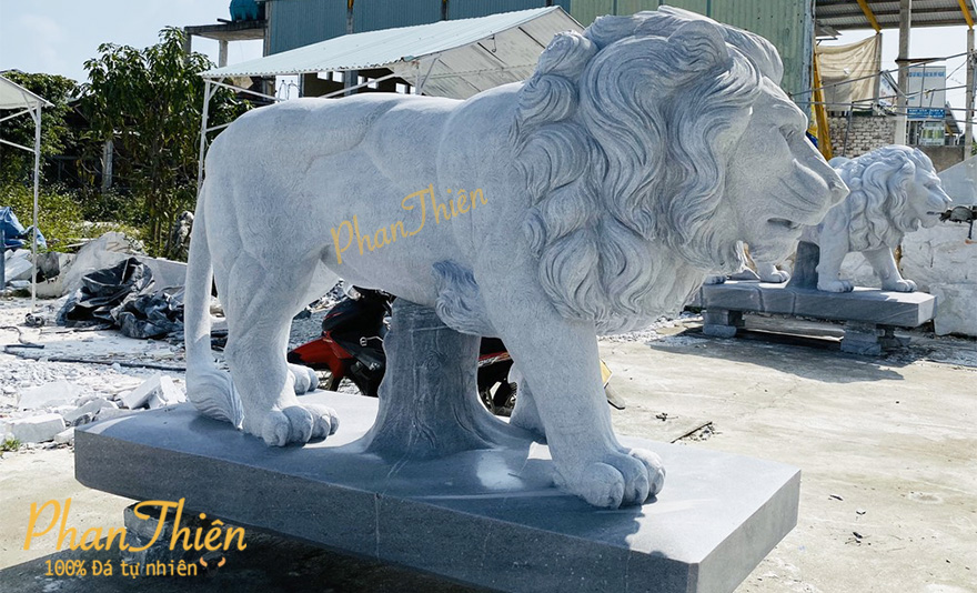 Tượng Sư Tử Đá Cẩm Thạch Trắng (ST-10)