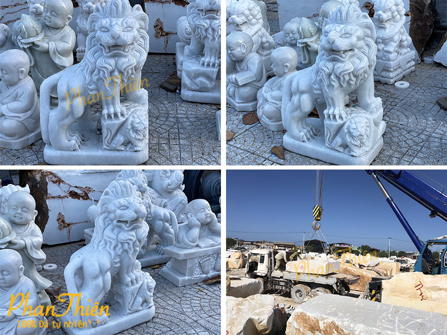 Tượng Sư Tử Đá Cẩm Thạch Trắng (ST-11)