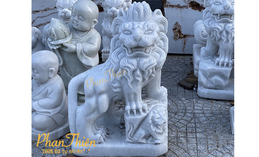 Tượng Sư Tử Đá Cẩm Thạch Trắng (ST-11)