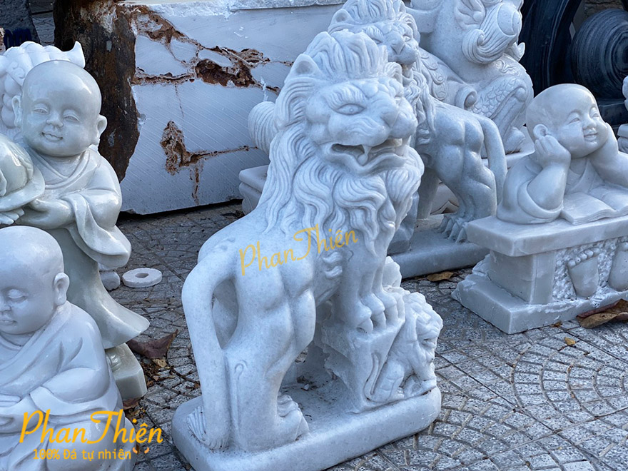 Tượng Sư Tử Đá Cẩm Thạch Trắng (ST-11)