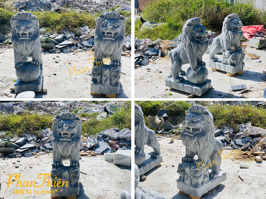 Tượng Sư Tử Đá Cẩm Thạch Xám (ST-08)