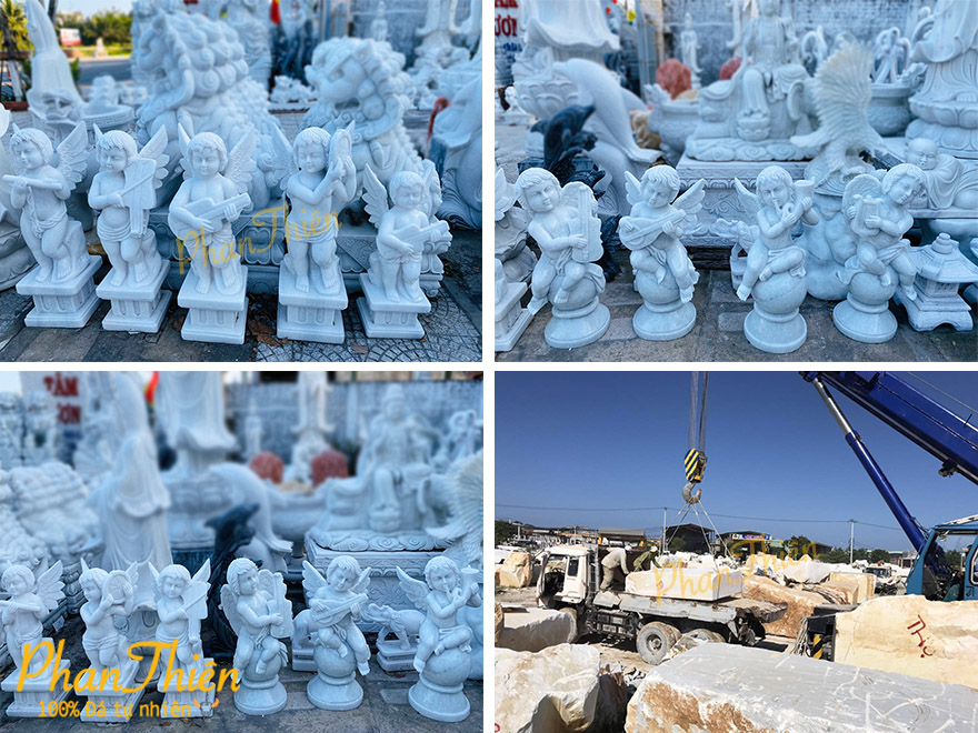 Tượng Thiên Thần Đá Cẩm Thạch Trắng (TTH-01)