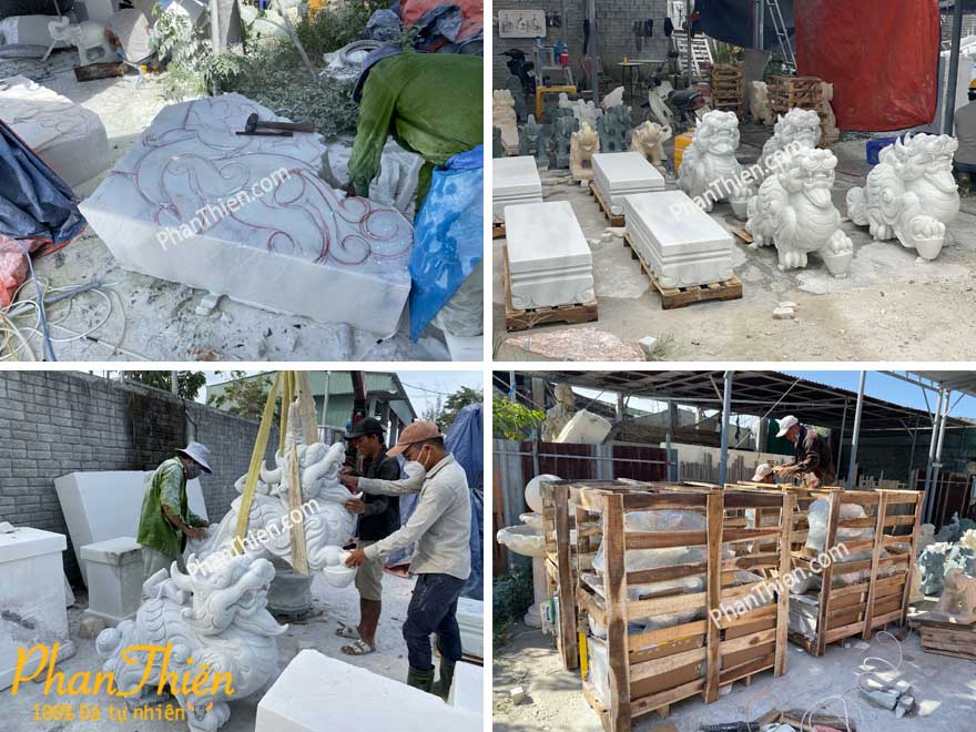 Điêu khắc và đóng kiện cặp Tỳ Hưu 1.25m cho khách hàng tại Trà Vinh