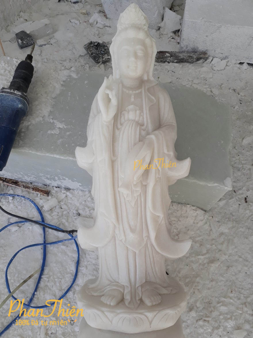 tượng phật quan âm nhỏ bằng đá để bàn, thờ tại gia