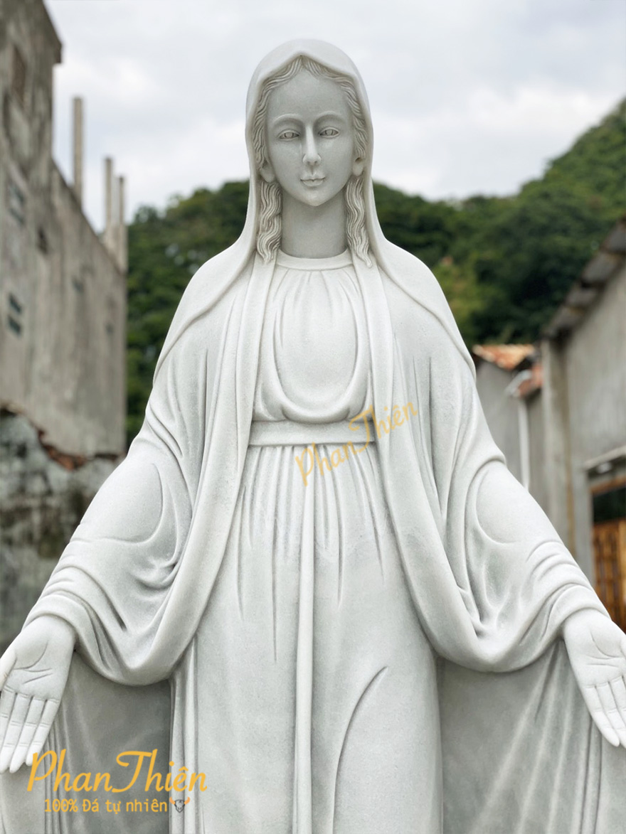 Tượng Đức Mẹ Ban Ơn bằng Đá Cẩm Thạch Trắng (DM-08)