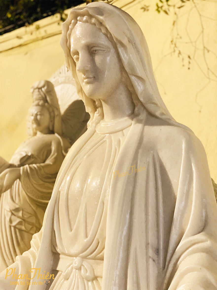 Tượng Đức Mẹ Ban Ơn Đá Cẩm Thạch Trắng
