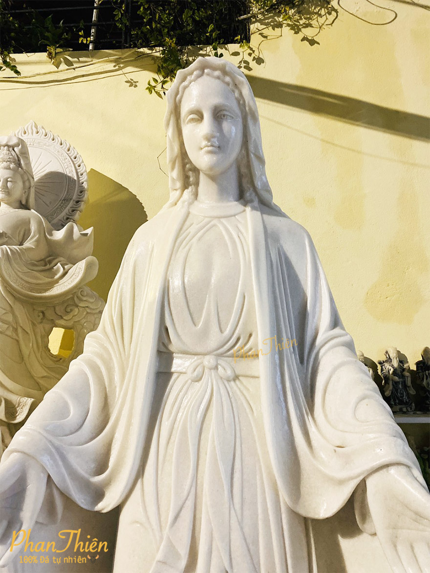 Tượng Đức Mẹ Ban Ơn Đá Cẩm Thạch Trắng