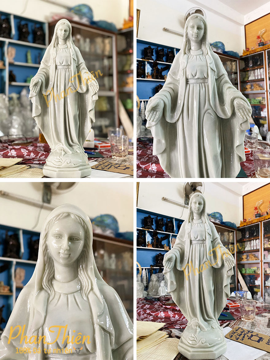 Tượng Đức Mẹ Ban Ơn Đá Cẩm Thạch Xanh (DM-11)