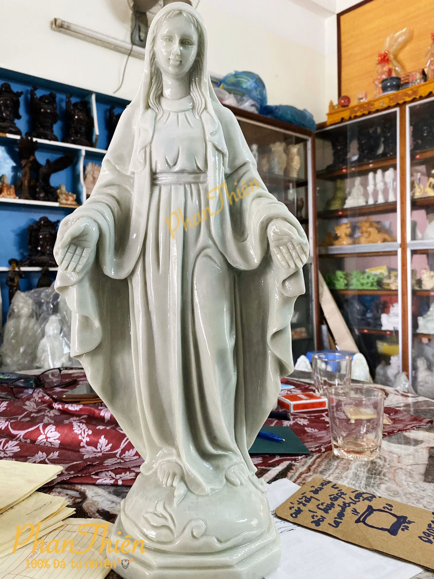 Tượng Đức Mẹ Ban Ơn Đá Cẩm Thạch Xanh (DM-11)