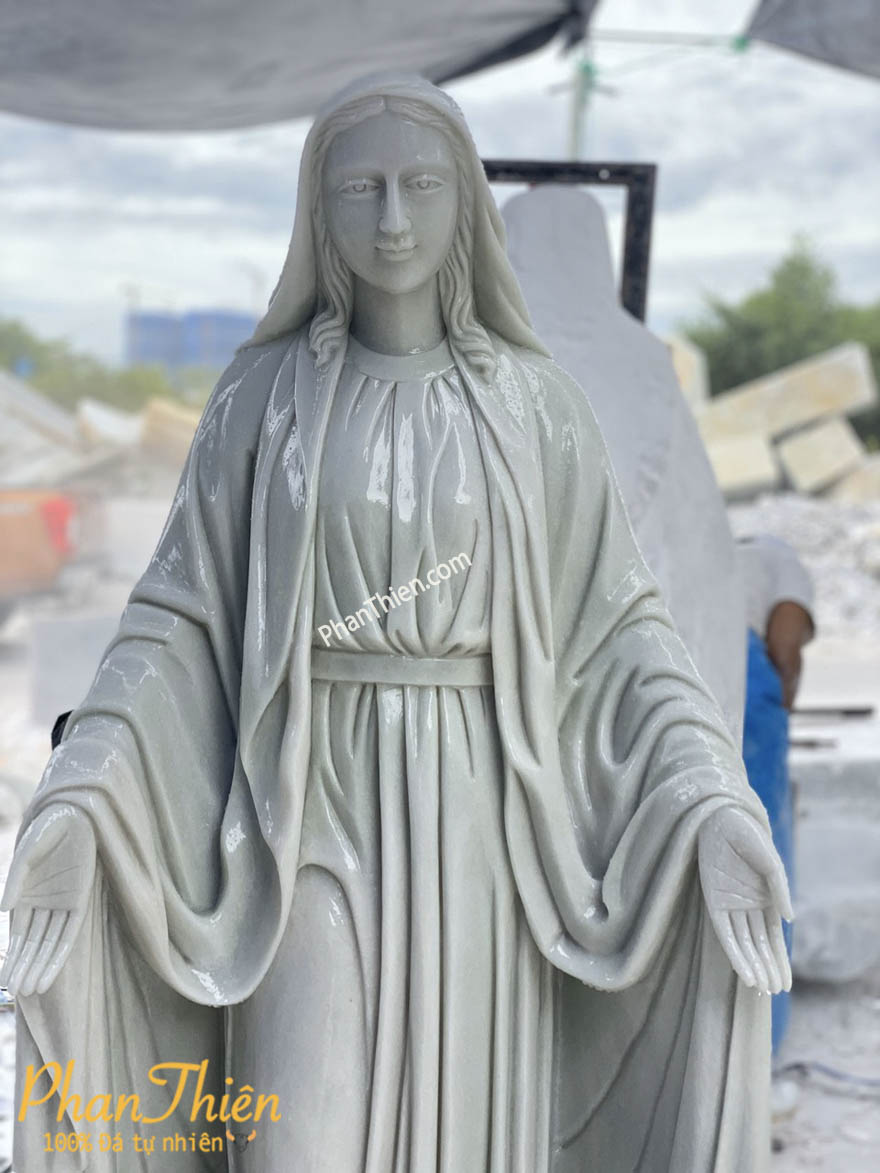 Tượng Đức Mẹ Ban Ơn Đá Trắng Xanh Mịn