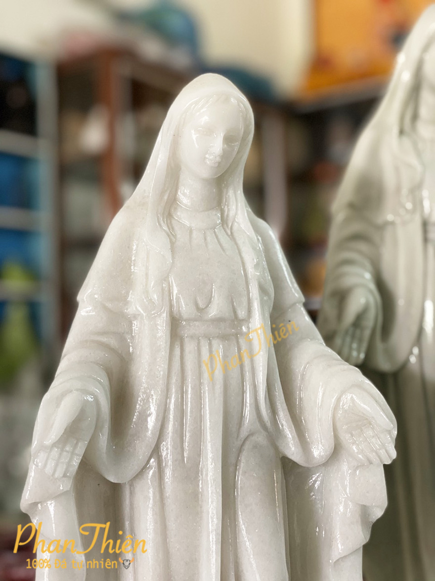 Tượng Đức Mẹ Ban Ơn (Dang Tay) Cẩm Thạch Trắng (DM-10)