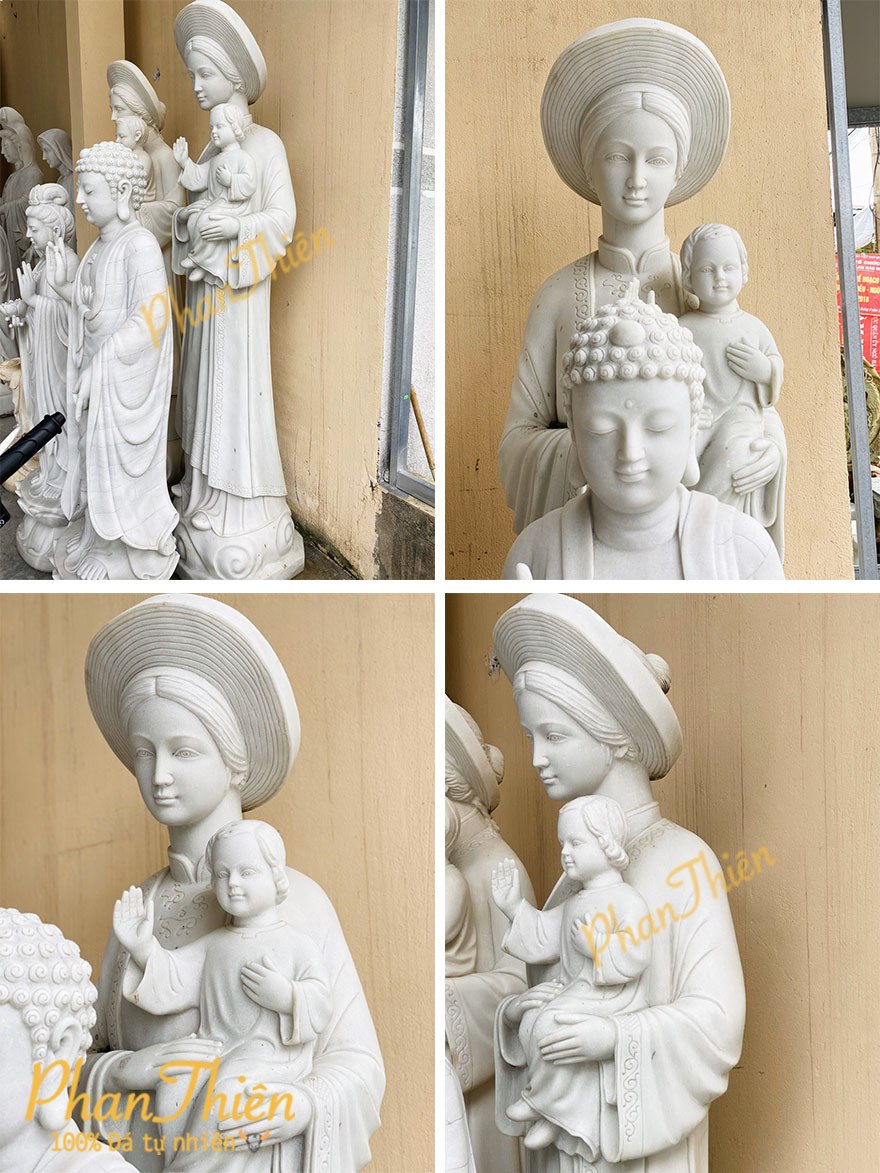 Tượng Đức Mẹ La Vang Đá Cẩm Thạch Trắng (DM-12)