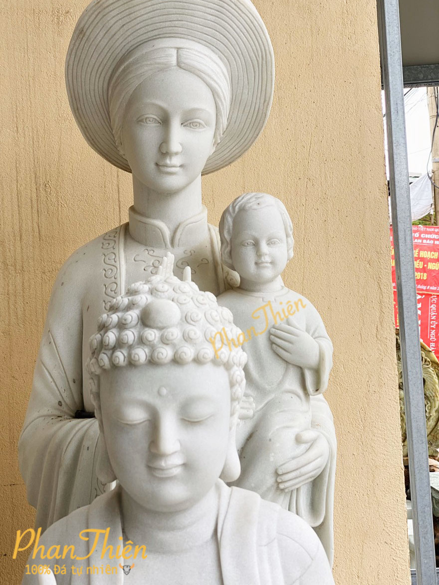 Tượng Đức Mẹ La Vang Đá Cẩm Thạch Trắng (DM-12)