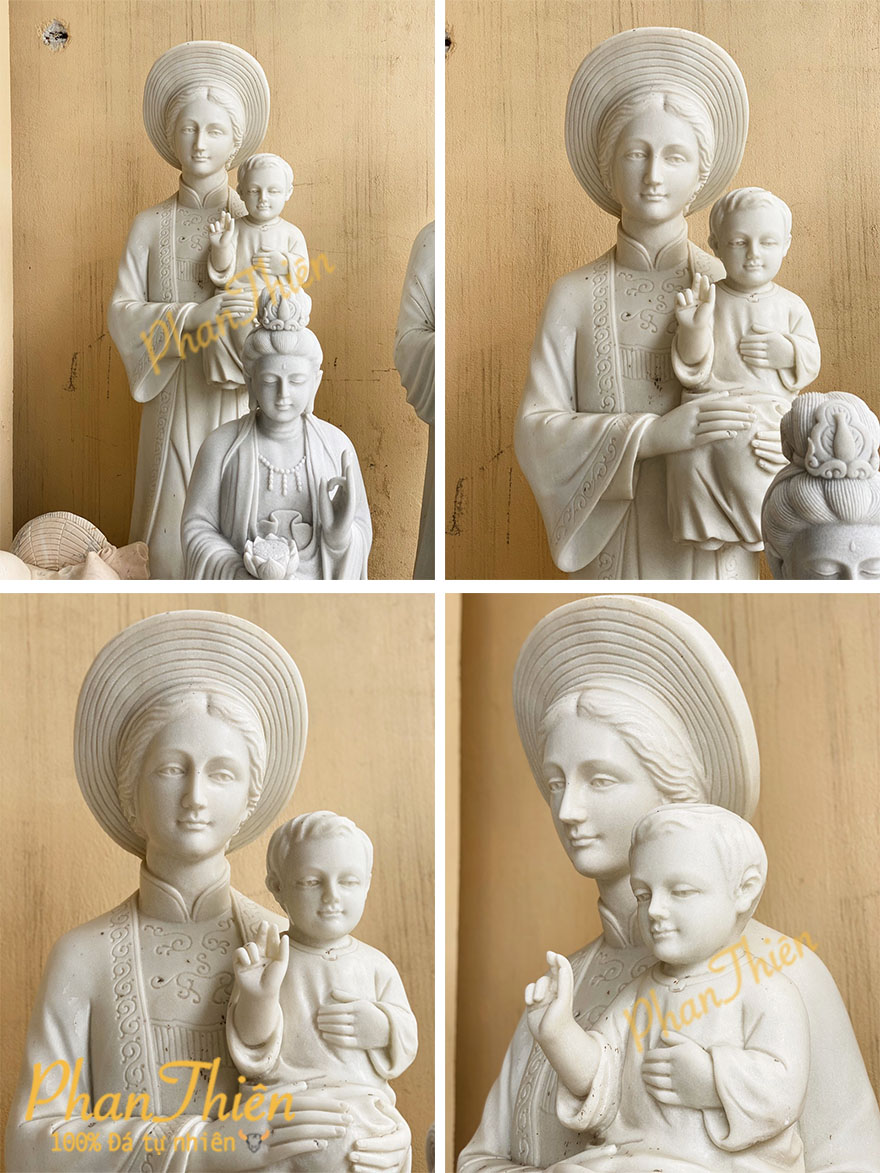 Tượng Đức Mẹ La Vang Đá Cẩm Thạch Trắng (DM-13)