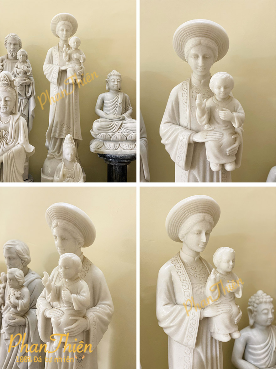 Tượng Đức Mẹ La Vang Đá Cẩm Thạch Trắng (DM-15)