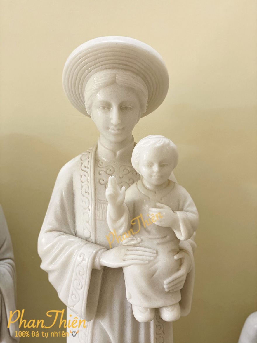 Tượng Đức Mẹ La Vang Đá Cẩm Thạch Trắng (DM-15)