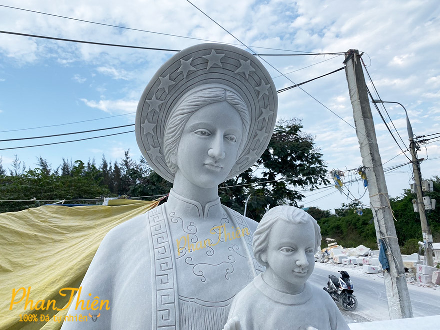 Tượng Đức Mẹ La Vang Đá Cẩm Thạch Trắng