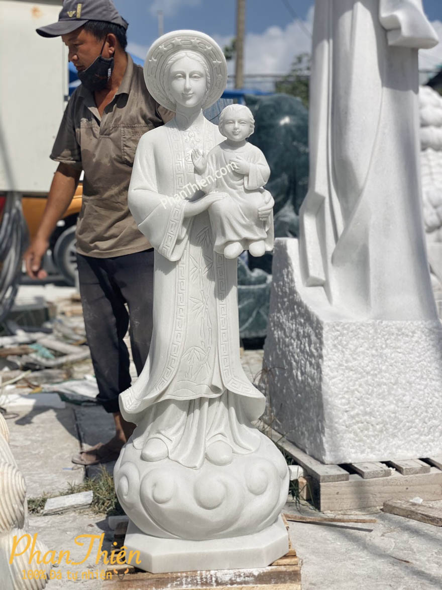 Tượng Đức Mẹ La Vang Đá Trắng Mịn
