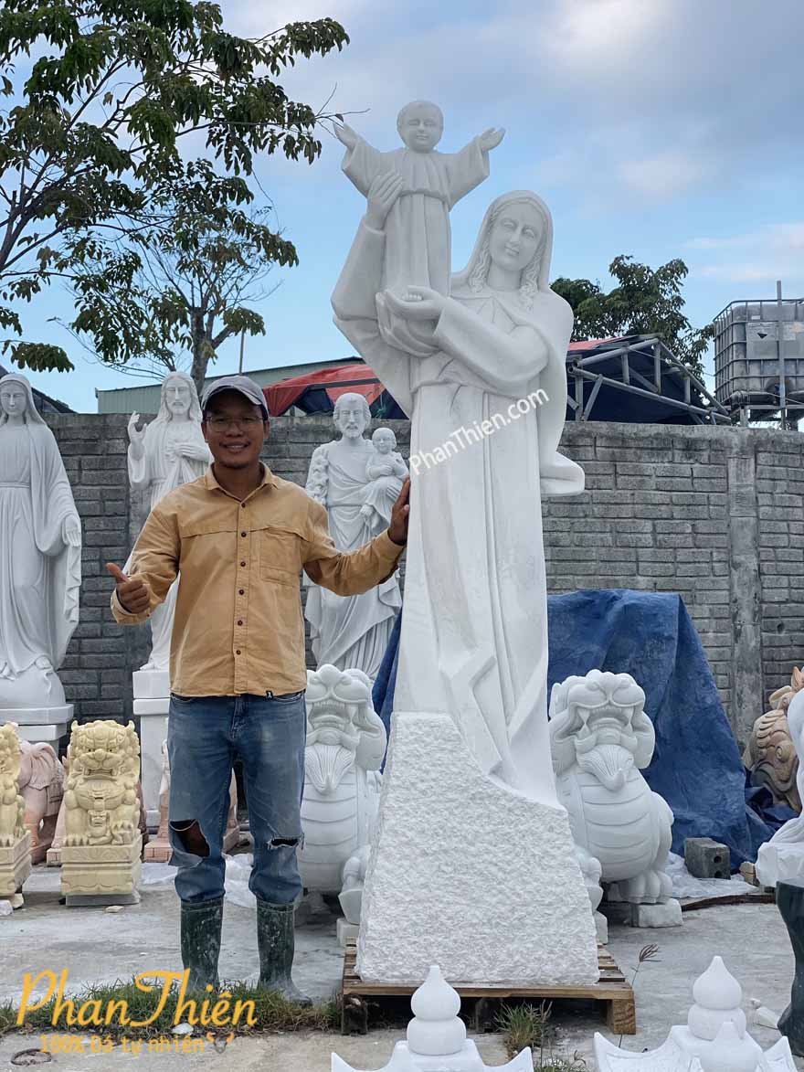 Tượng Đức Mẹ Maria Bồng Chúa ( Đức Mẹ Bãi Dâu) Đá Trắng