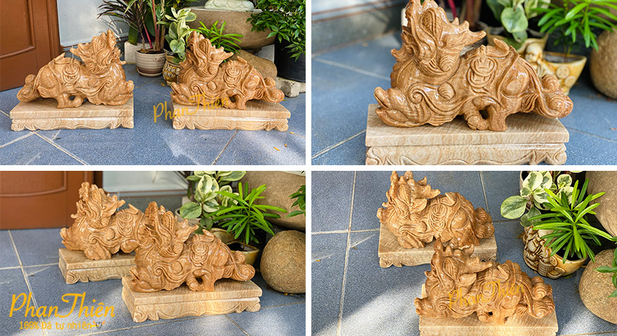 Tượng Tỳ Hưu Đá Vân Gỗ Tự Nhiên