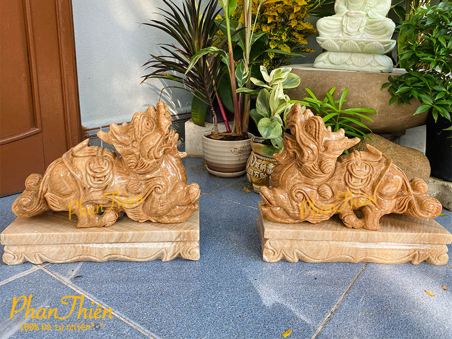 Tượng Tỳ Hưu Đá Vân Gỗ Tự Nhiên